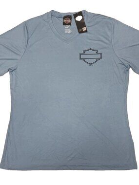 Harley-Davidson Motorcycles  "Logo" Women's Blue PolyT-shirt. Size XL.